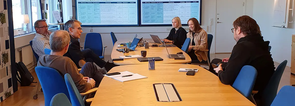 Ledningsgruppen och konsulter från 2050 Consulting genomför workshop om hållbarhet.