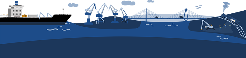 Illustration över Uddevalla hamn
